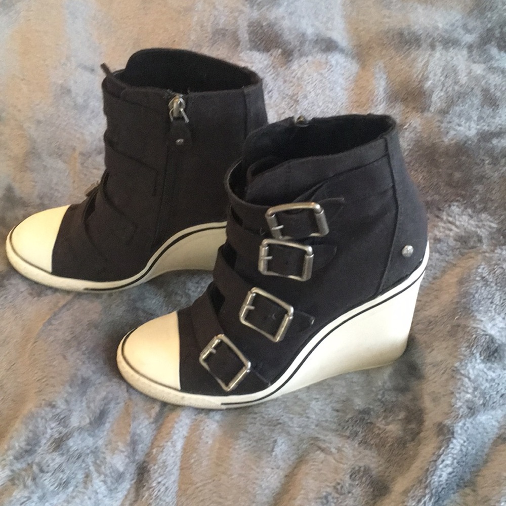 Black platform hipster heels size 7 men’s